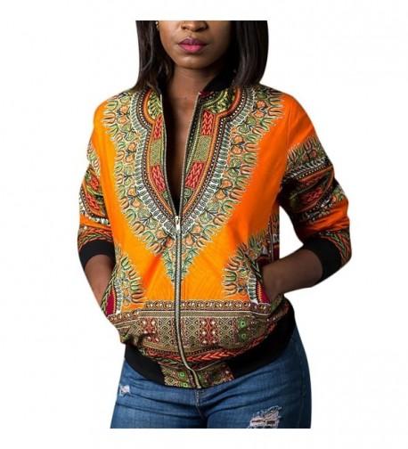 Womens Bomber Pockets Dashiki Jackets