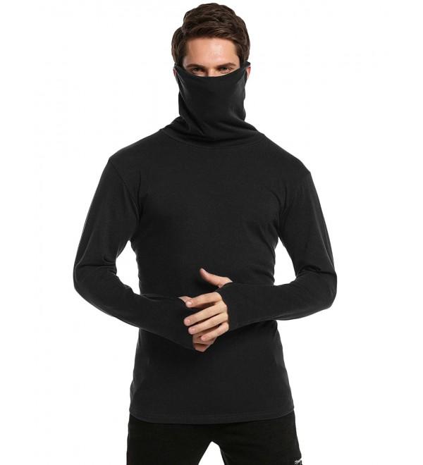 Mens Slim Fit Underwear Soft Cotton Pullover Light Turtleneck T-Shirt ...