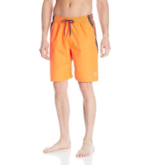 Men's Microfiber Reflective Active Swim Shorts - Orange - CA12C470BBV