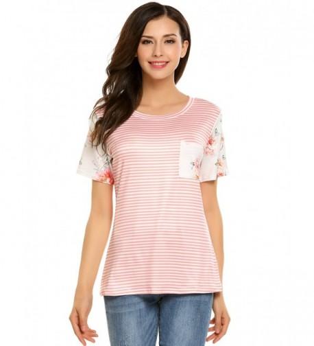 Easther Womens Floral Striped T Shirts