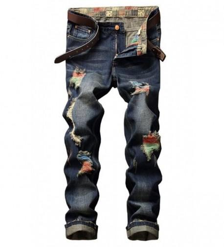 Mens Fashion Colorful Rips Jeans