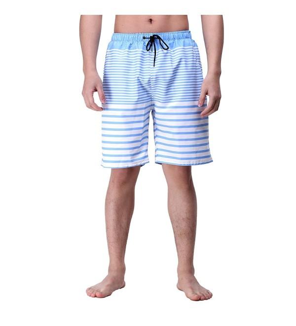 Men's Striped Printed Beach Shorts Swim Trunks With Mesh Lining ...