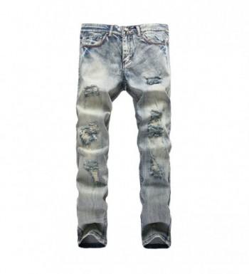 Men's Ripped Pants Distressed Slim Fit Straight Jeans Fashion Jeans ...