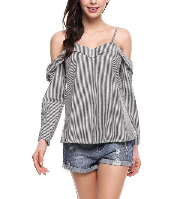 Zeagoo Casual Shoulder Vertical Striped