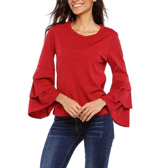 Meaneor Womens Ruffle Sleeve Casual