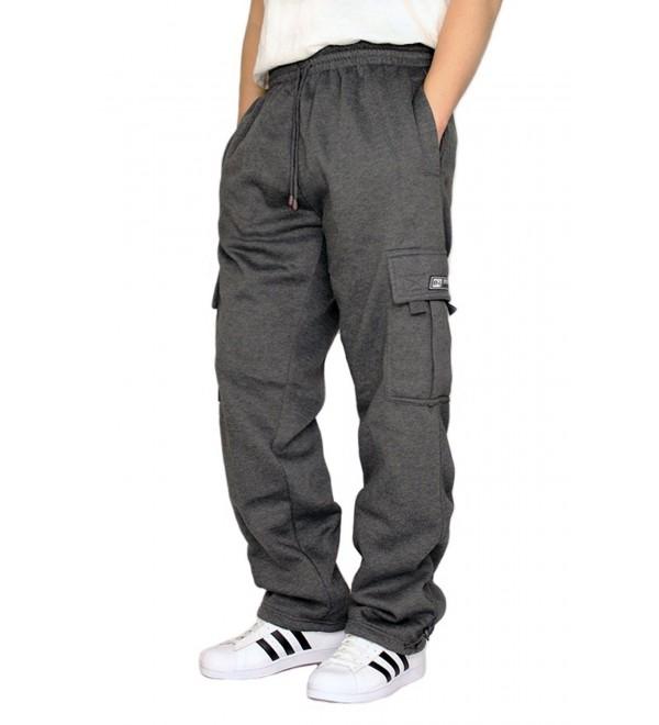 Men's Fleece Cargo Sweatpants Heavyweight M-5XL - Charcoal - CV17WUT9WU0