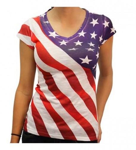 Diagonal Stars Stripes V Neck XXLarge