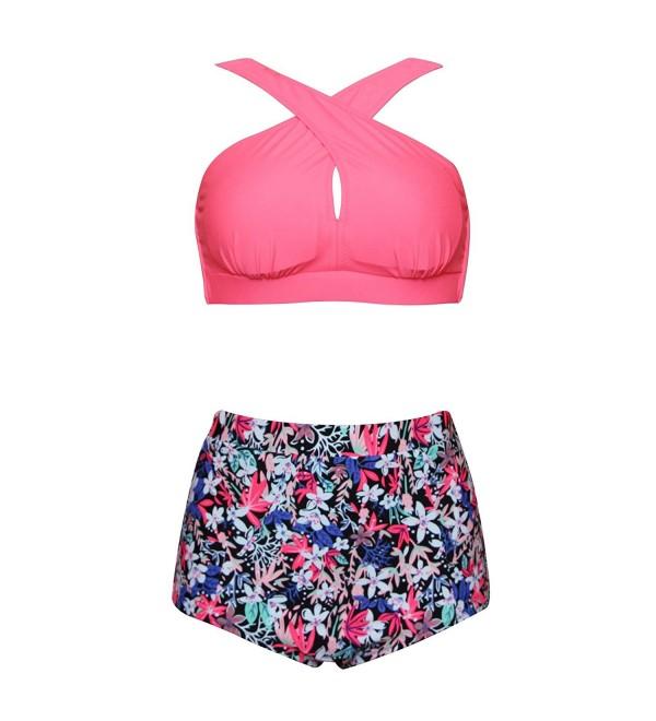 Wide Straps Swimsuit High Waisted Two Piece Bathing Suit High Cut ...