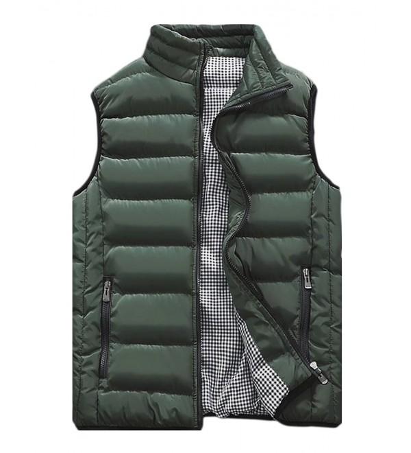 Men's Lightweight Casual Vest Down Jacket Coat Vest - Army Green ...