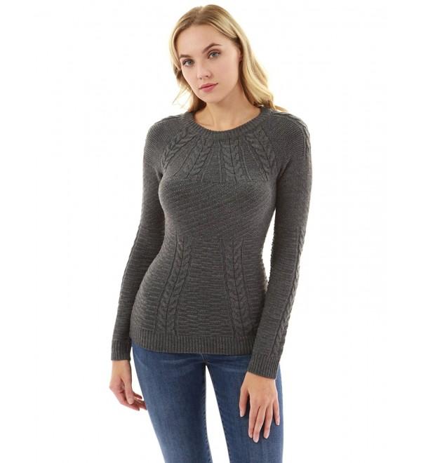 Women's Crewneck Raglan Cable Knit Sweater - Dark Gray - CZ186ANXR0X