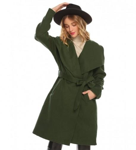 Anhoney Women Casual Trench Woolen