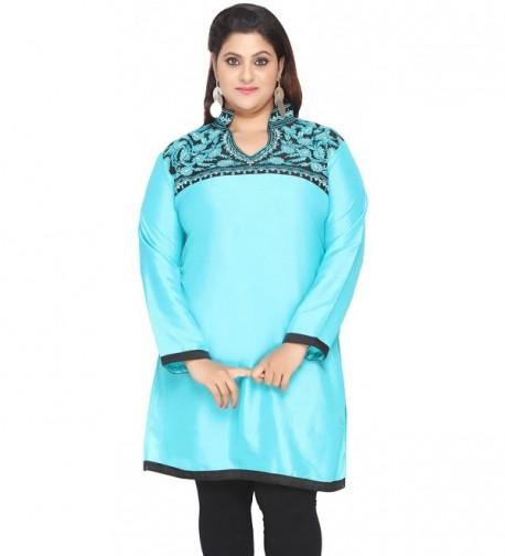 Womens Indian SizeTunics Kurti Turquoise