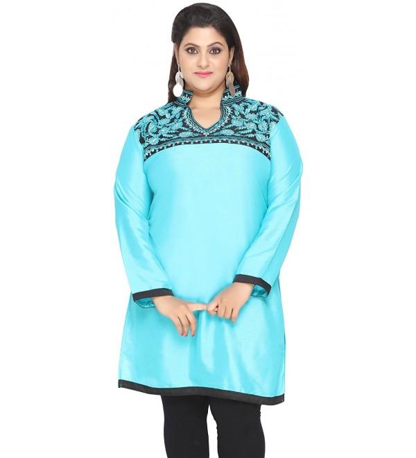 Womens Indian SizeTunics Kurti Turquoise
