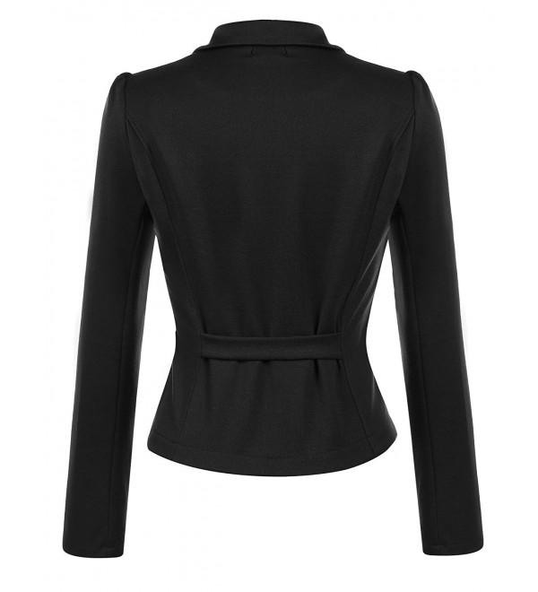 Womens Casual Office Long Sleeve Cardigan Blazer Jacket - Black ...