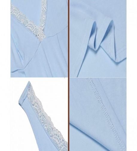 Women V Neck Sleeveless Lace Trimmed Nighties Sleepwear Dress Light Blue Cy1899m7nat 