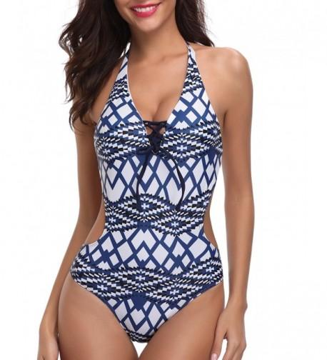 Holipick Backless Geometric Monokini Swimsuits