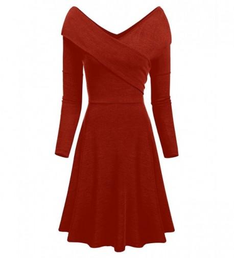 LuckyMore Sweater Womens Dresses Burgundy