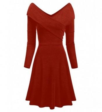 LuckyMore Sweater Womens Dresses Burgundy