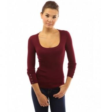 PattyBoutik Womens Button Sweater Burgundy