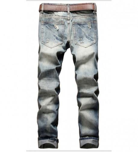 Men's Fashion Ripped Jeans With Patches - A777 - CS12ICE25QJ