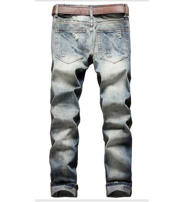 Men's Fashion Ripped Jeans With Patches - A777 - CS12ICE25QJ