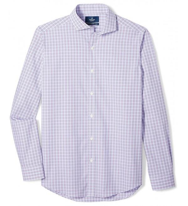 Men's Tailored Fit Cutaway-Collar Pattern Non-Iron Dress Shirt - Purple ...