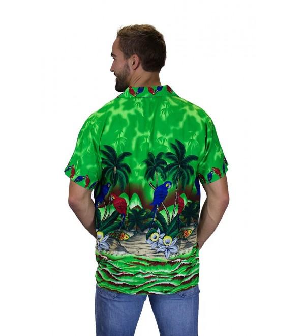 Funky Hawaiian Shirt For Men Short Sleeve Front-Pocket Parrot Palm ...