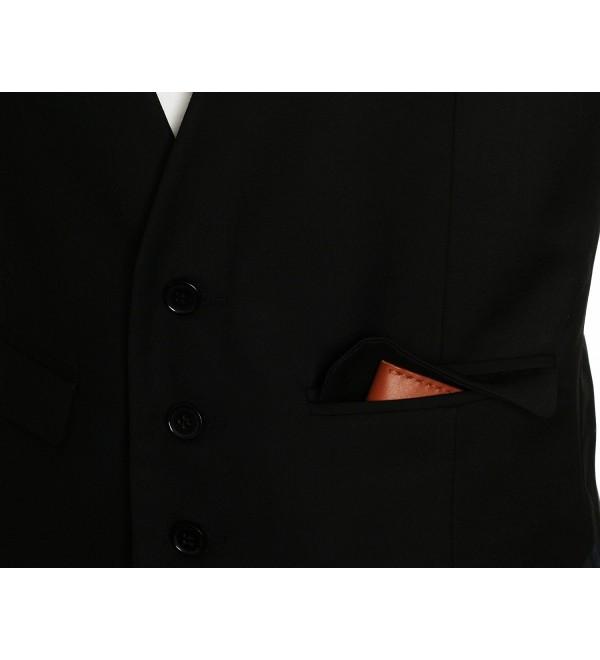 Men's 2Pockets 3Button Business Suit Vest - Black - C012I85EDQ7