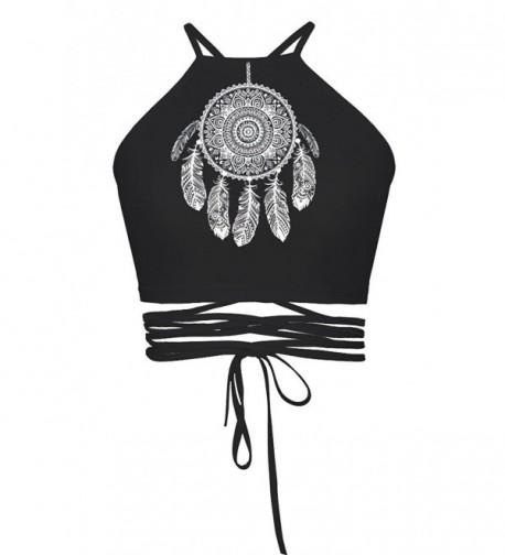 Womens Cartoon Crisscross Halter Dreamcatcher