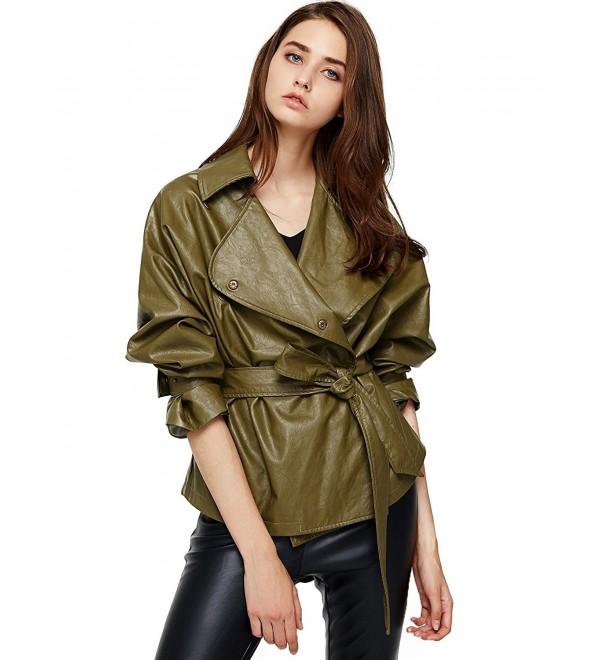 ANNA CHRIS Womens Leather Bomber