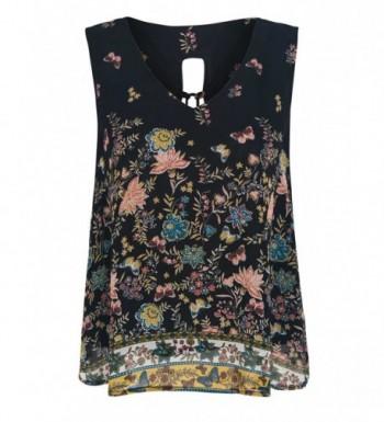 Joeoy Womens Floral Chiffon Blouse