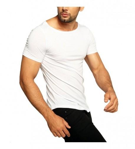 OA Men's Super Longline T-Shirt Curved Hem With Boat Neck - White ...