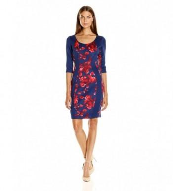 Sangria Womens Sleeve Floral Sheath