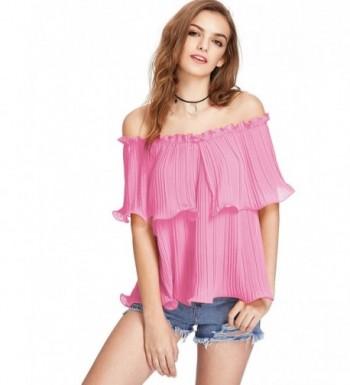 MakeMeChic Womens Shoulder Pleated Summer