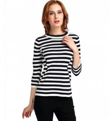 YTUIEKY Fashion Sweater Striped Crewneck