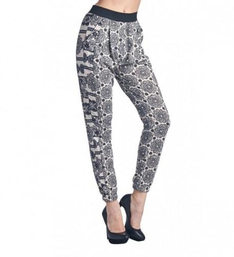 Womens Multi Patterened Joggers Pants Pockets