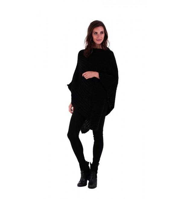 SHU-SHI Womens Cable Knit Poncho Pullover Boat Neckline One Size Fits ...