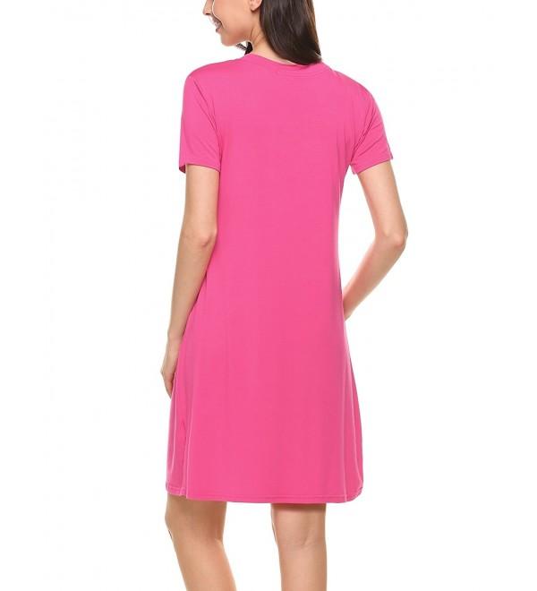 Womens Cotton Jersey Nightgown - Rose Red - C217YZWHZ62