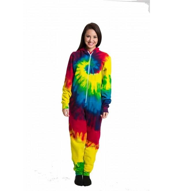 Tie Dye Zip Up Onesie Unisex All In One Pajamas - Reactive Rainbow ...
