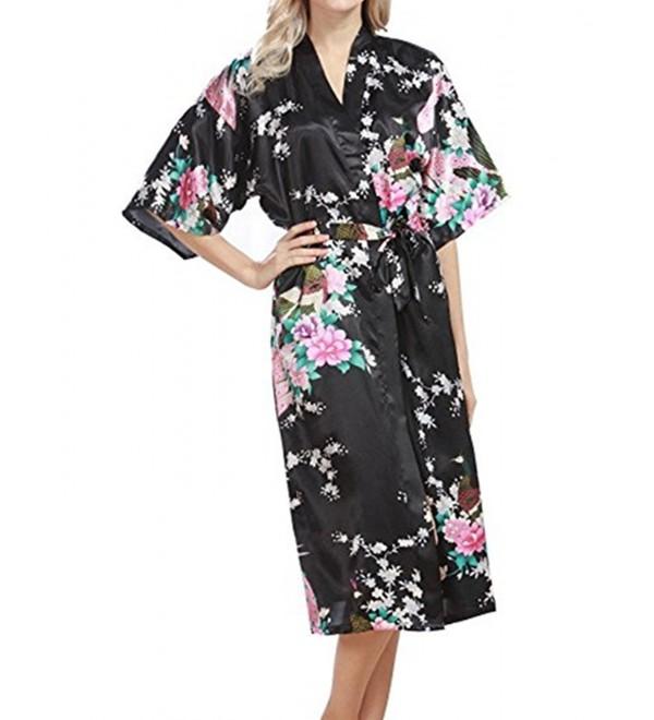 Kimono Bridesmaid Peacock Design Black