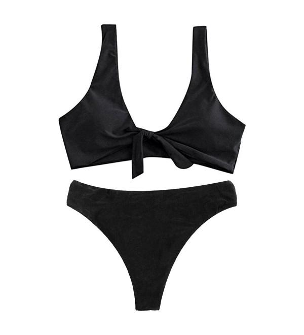 Waisted Swimsuit Bathing Swimwear - Black - C218CEHTQCM