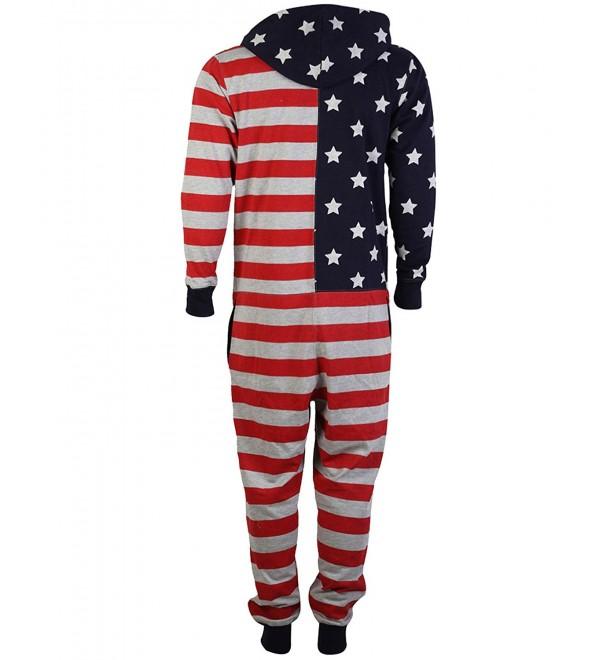 Adults Dez American Flag Print Hooded USA All In One Mens Womens ...