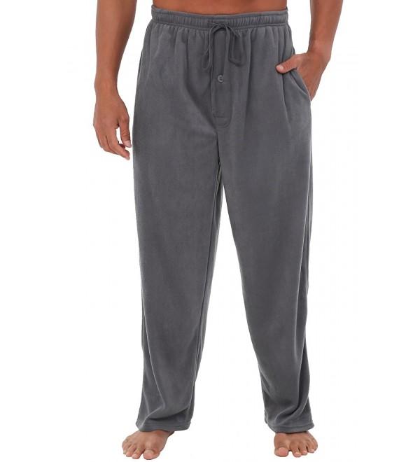 Mens Fleece Pajama Pants- Long Microfiber Pj Bottoms - Steel Grey ...