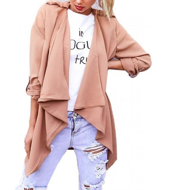 Women's Open Front Draped Trench Coat Outwear - CU120JLU975