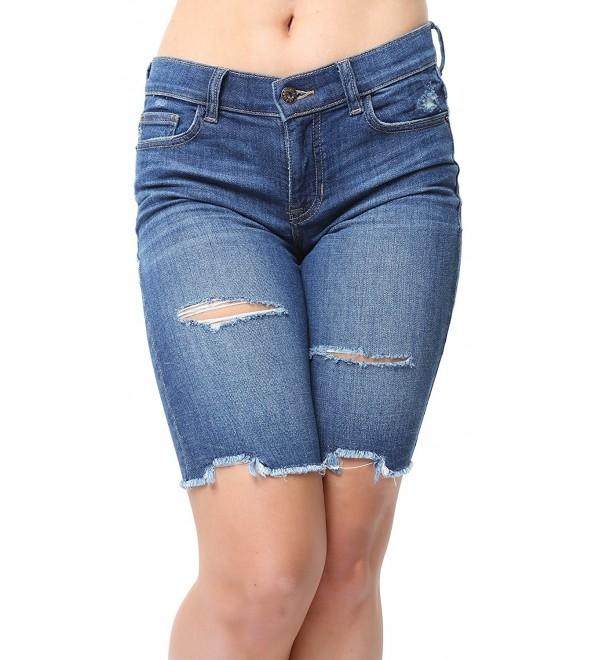 Women's Bermuda Shorts Distressed Sexy Ripped High-Waisted - Malibu ...