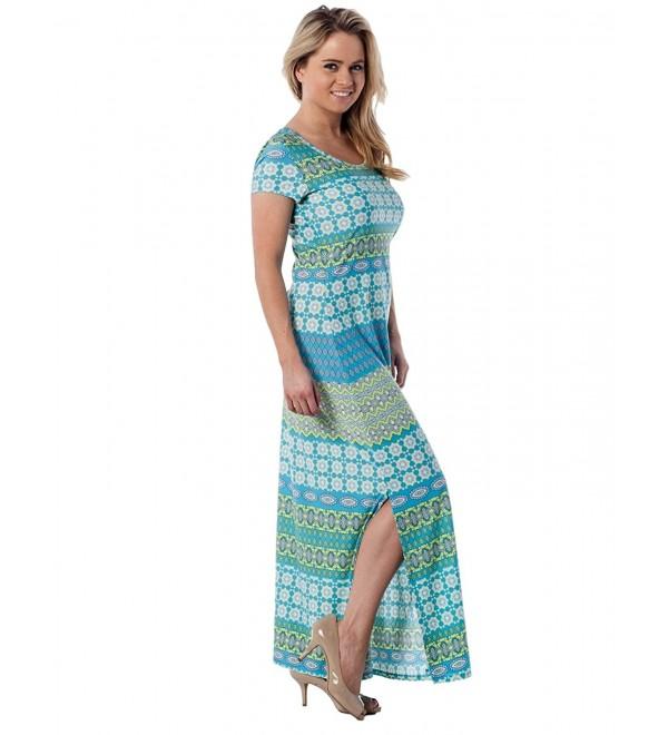 Alki'i Women's Short Sleeve Floor Length Maxi Dress - Rosary - CC11LHDONIL
