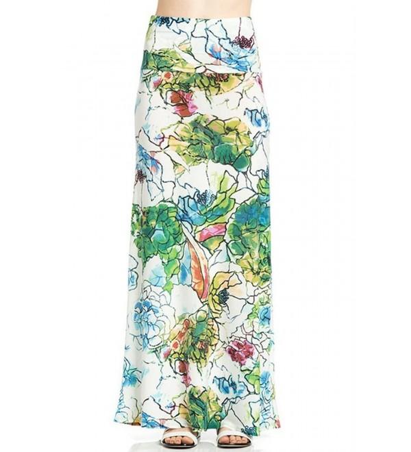 Womens Poly Span Fold-over Printed Maxi-skirt Plus & Regular Sizes ...