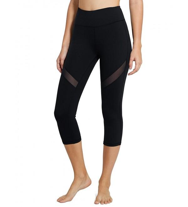 Baleaf Waisted Leggings Workout Black Mesh