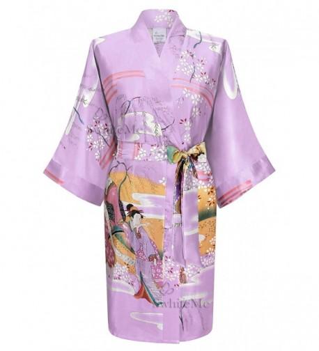 Swhiteme Womens Kimono Geisha Lilac