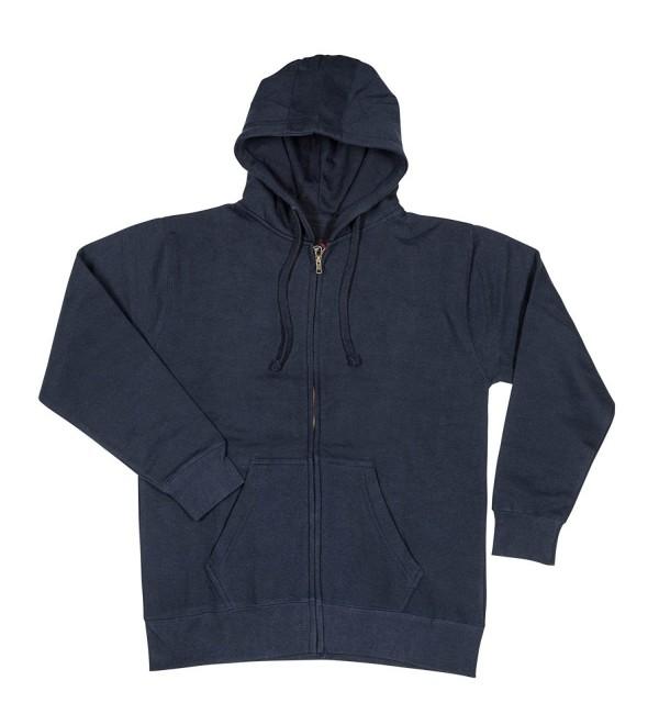 Men's Fleece Hooded Sweatshirt - YKK Zipper - Navy - CL11U9SW189